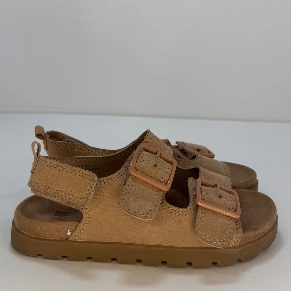 H&M Toddler Tan Faux Suede Double Buckle Strap Sandals Size 10 S-0018